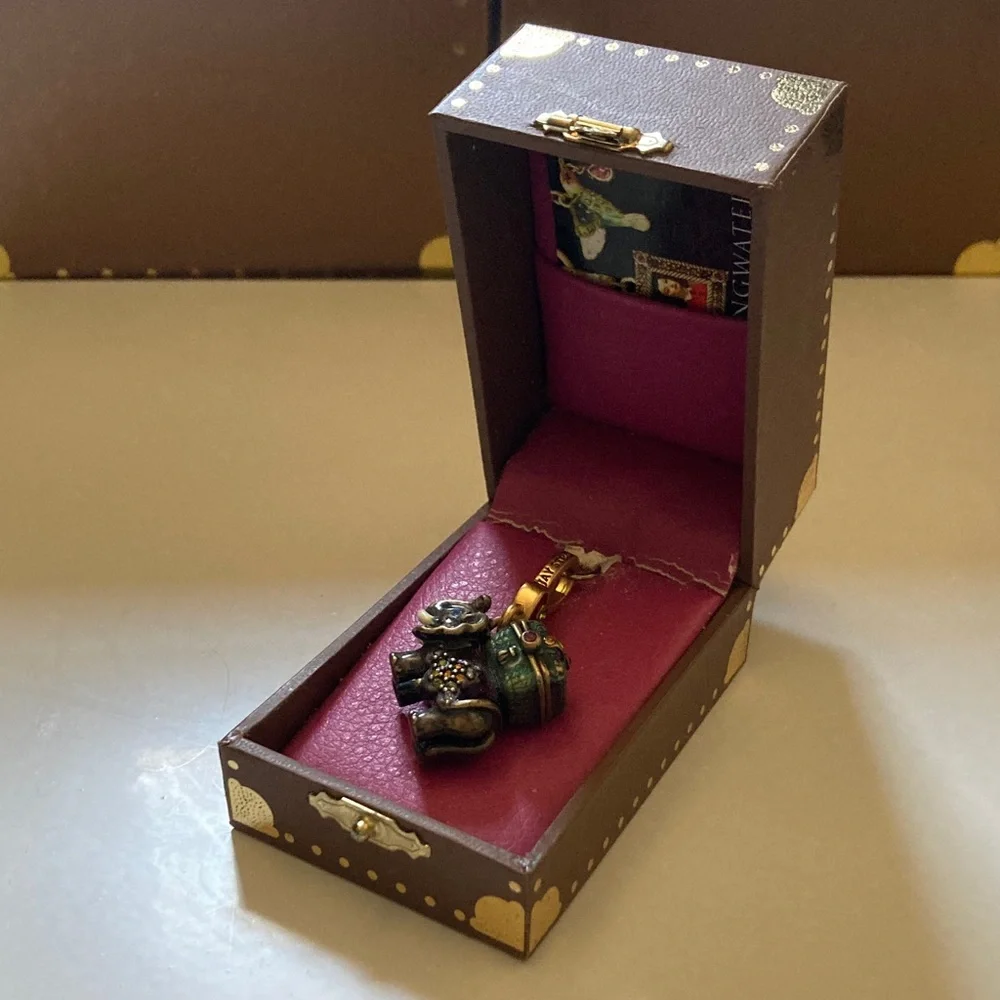 Jay Strongwater Gold and Green Elephant Charm - Picture 2 of 5